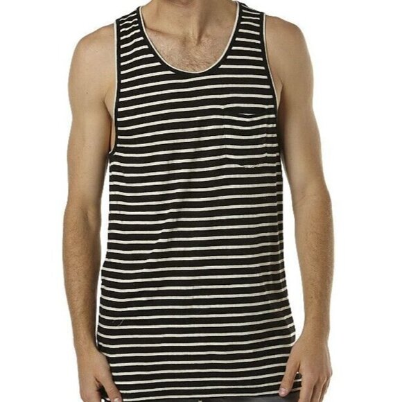 Globe United By Fate Men's Black Striped Singlet Muscle Tank Size M - Picture 1 of 12